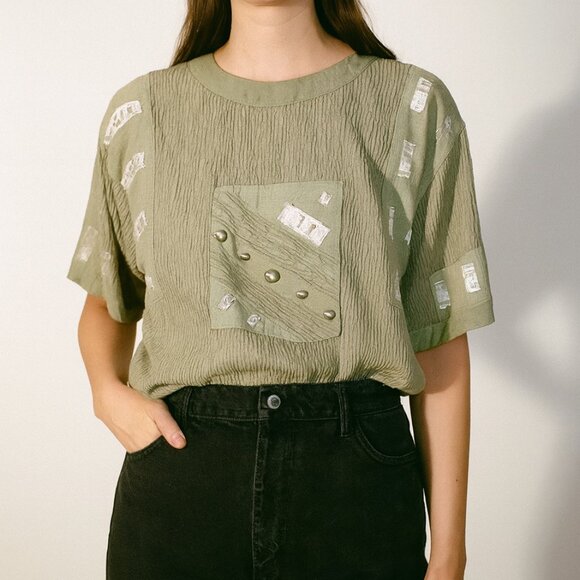 Vintage Vera Cristina Avant Garde Shirt – 100% Cotton Textured Top - Picture 1 of 12